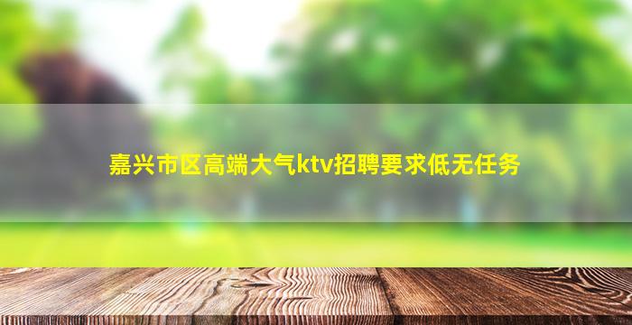 嘉兴市区高端大气ktv招聘要求低无任务